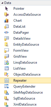 Data tab on Visual Studio Toolbox