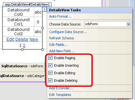 Enabling paging, updating, inserting and deleting in DetailsView control