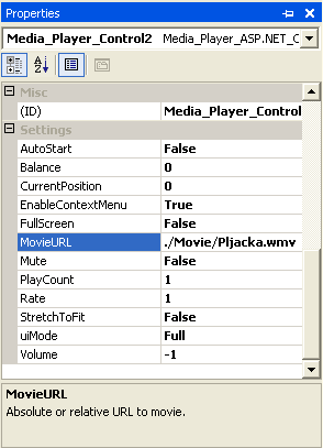 ASP.NET Media Control properties