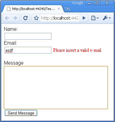 RegularExpressionValidator output message