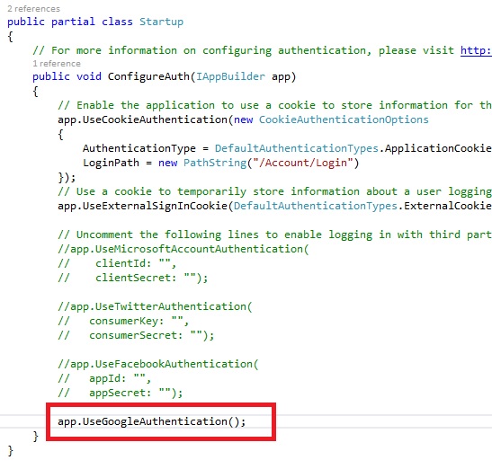 How to enable Google Authentication in ASP.NET